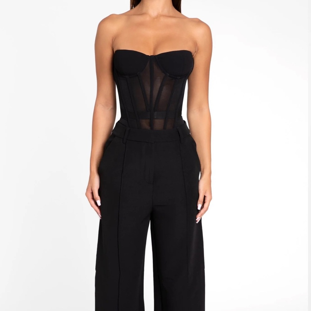 Black Strapless Mesh Heiress Corset Top